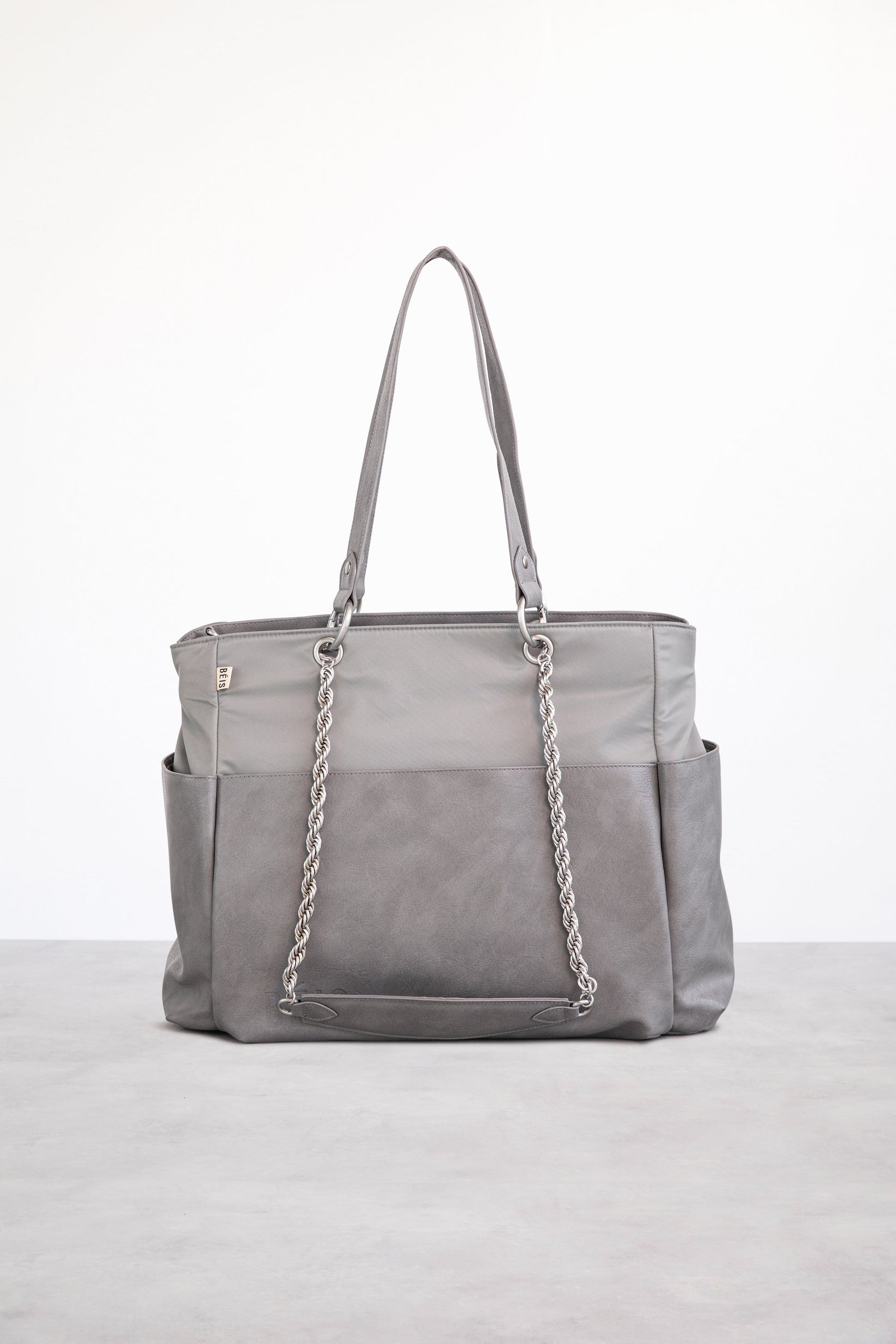 BÉIS 'The Diaper Bag' in Grey - Fancy Diaper Bag & Large Tote Diaper Bags