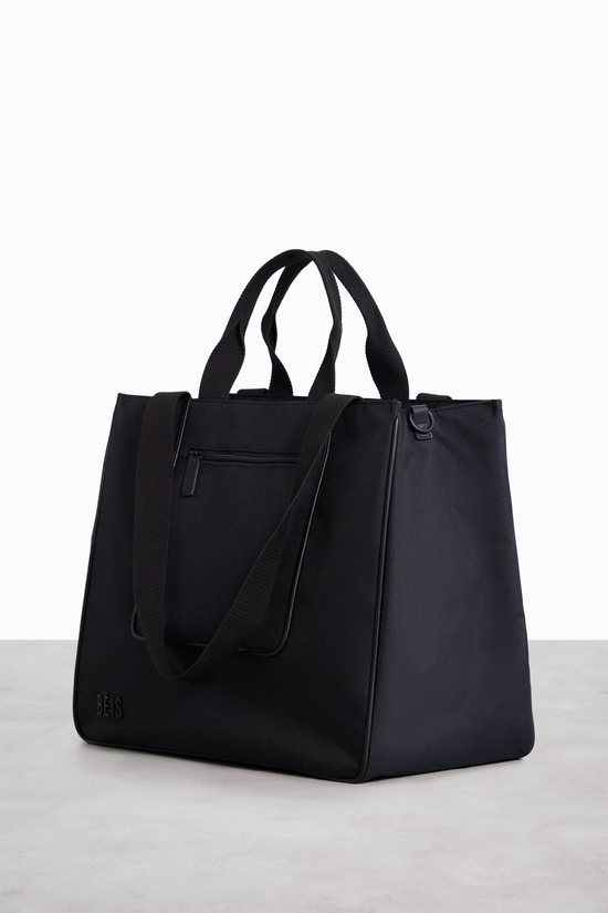 Béis 'The East To West Tote' in Black Recycled Travel Tote Bag