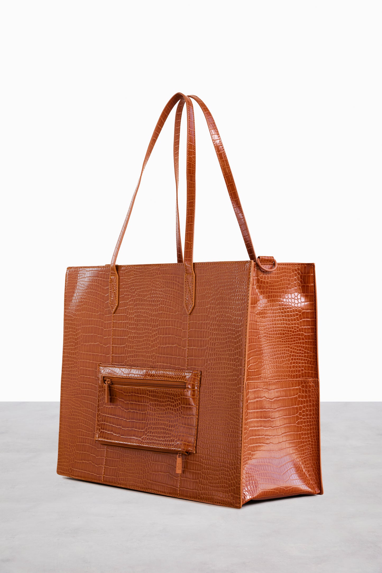 Oversize Cognac Brown Leather Tote Bag Shopper Bag Love 