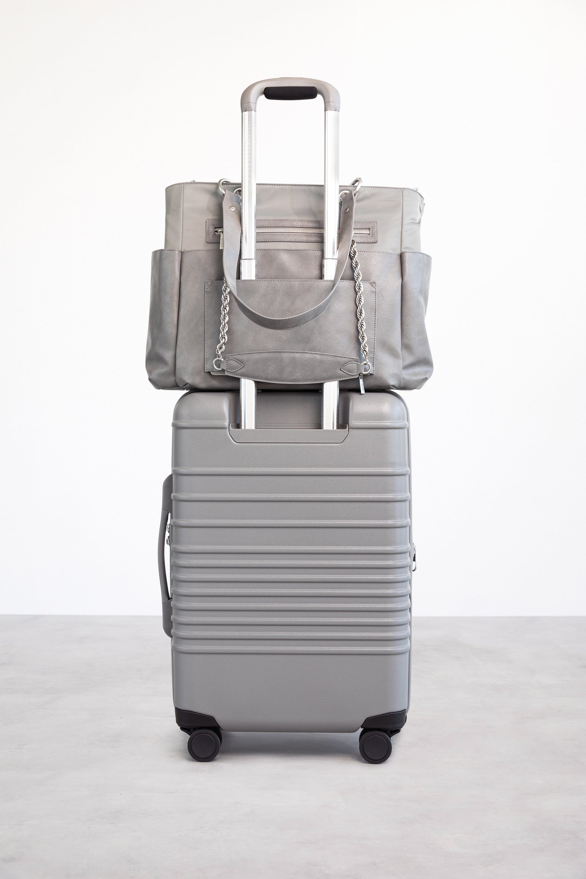 BÉIS 'The Diaper Bag' in Grey - Fancy Diaper Bag & Large Tote Diaper Bags