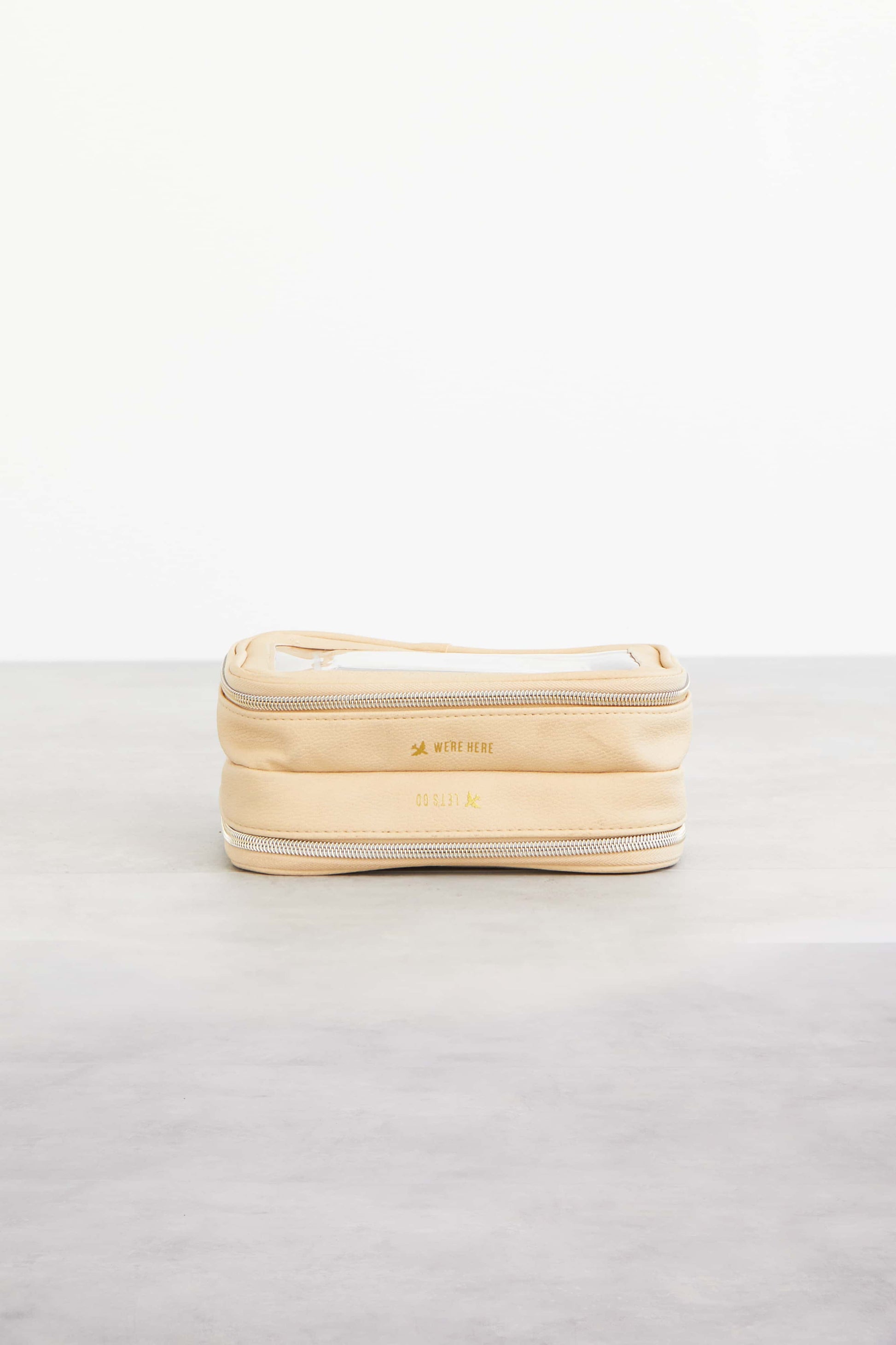 On The Go Essentials Case Beige Laying Flat Bottom VIew