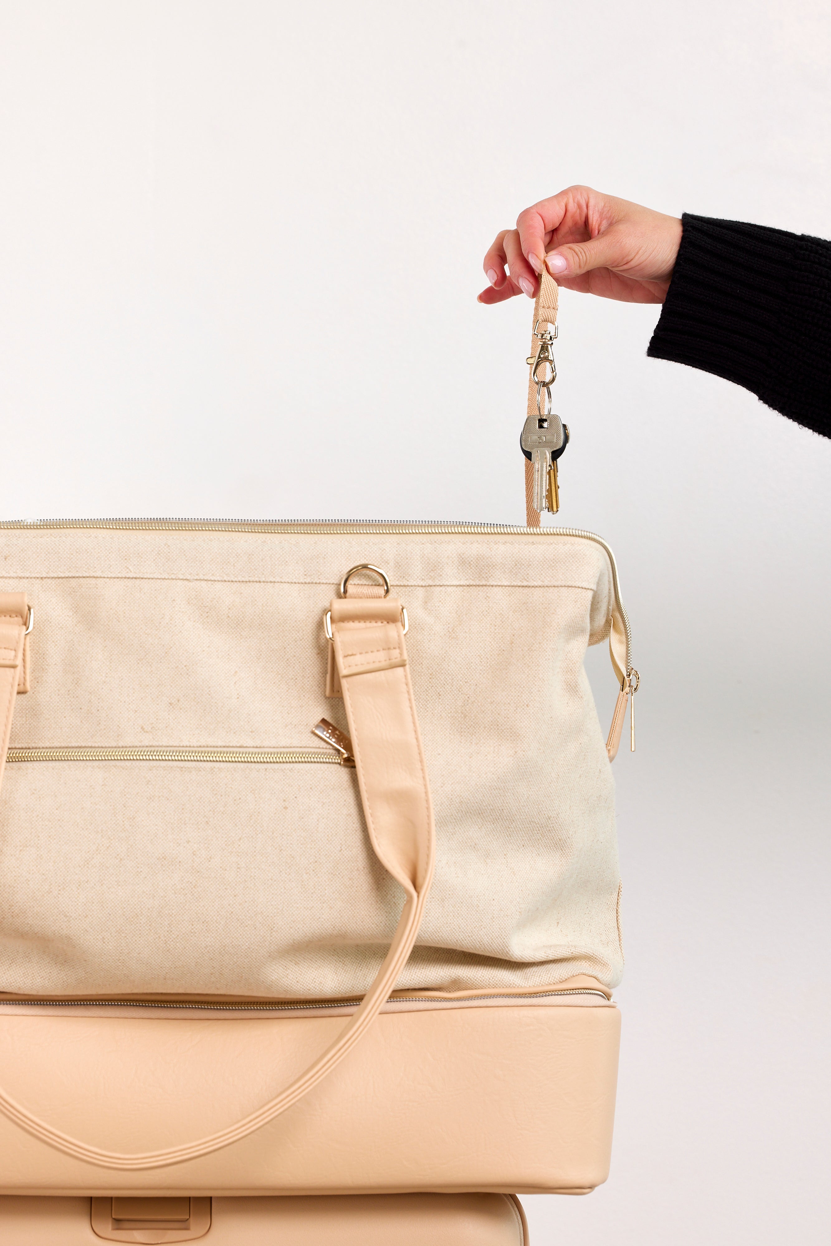 B IS The Convertible Weekender in Beige Small Weekender