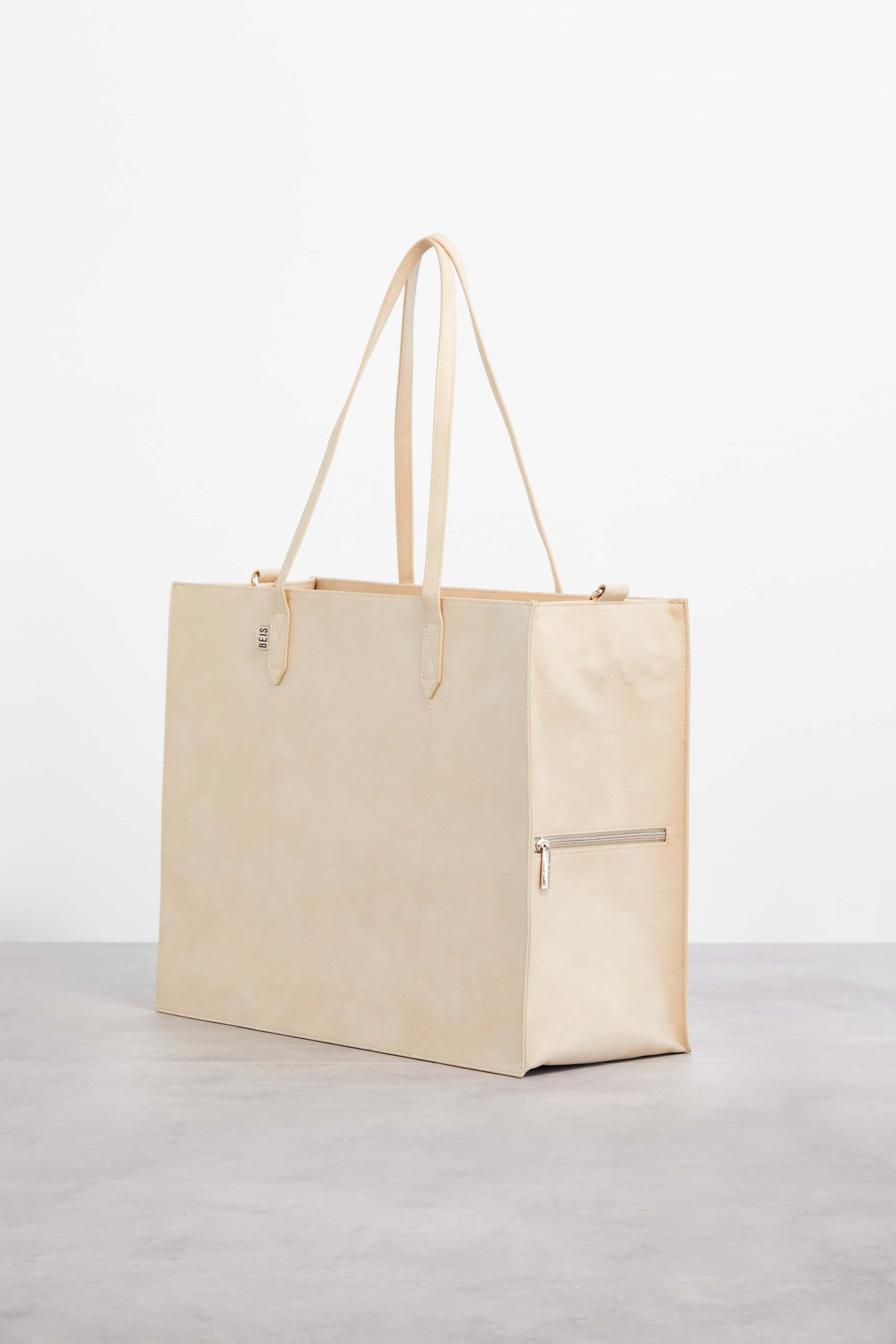 Work Tote Beige Front and Side Zipper