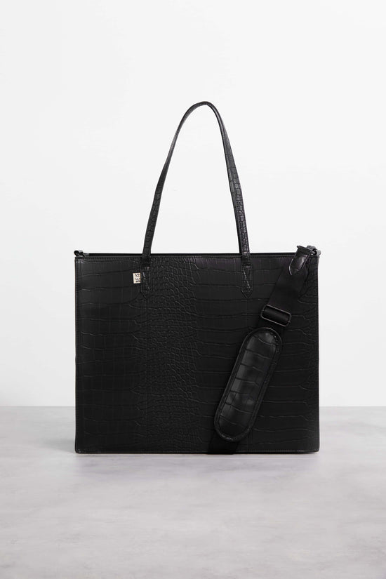 BÉIS 'The Large Work Tote' in Black Croc - Large Laptop Bag & Work Tote ...