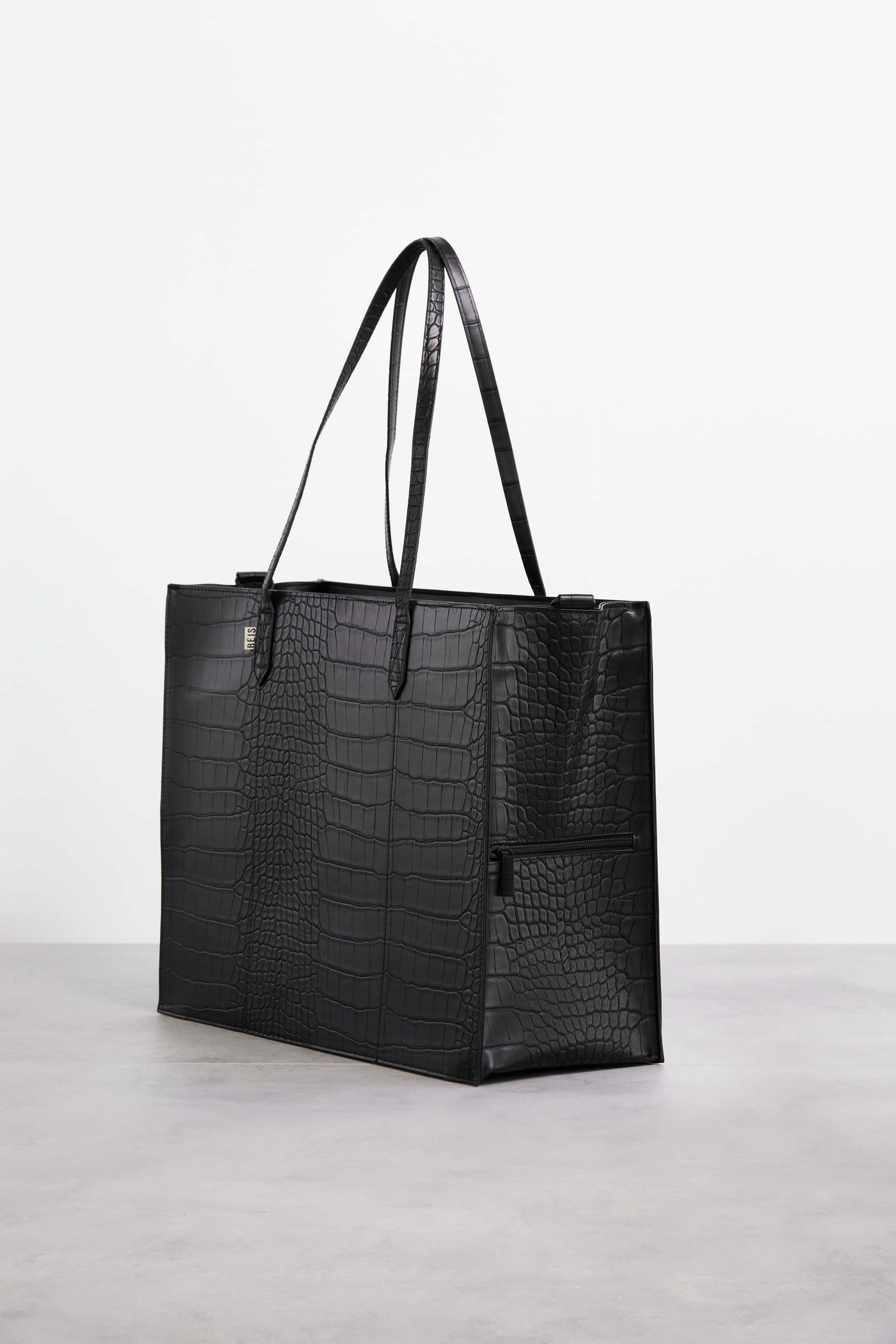Work Tote Black Croc Front and Side