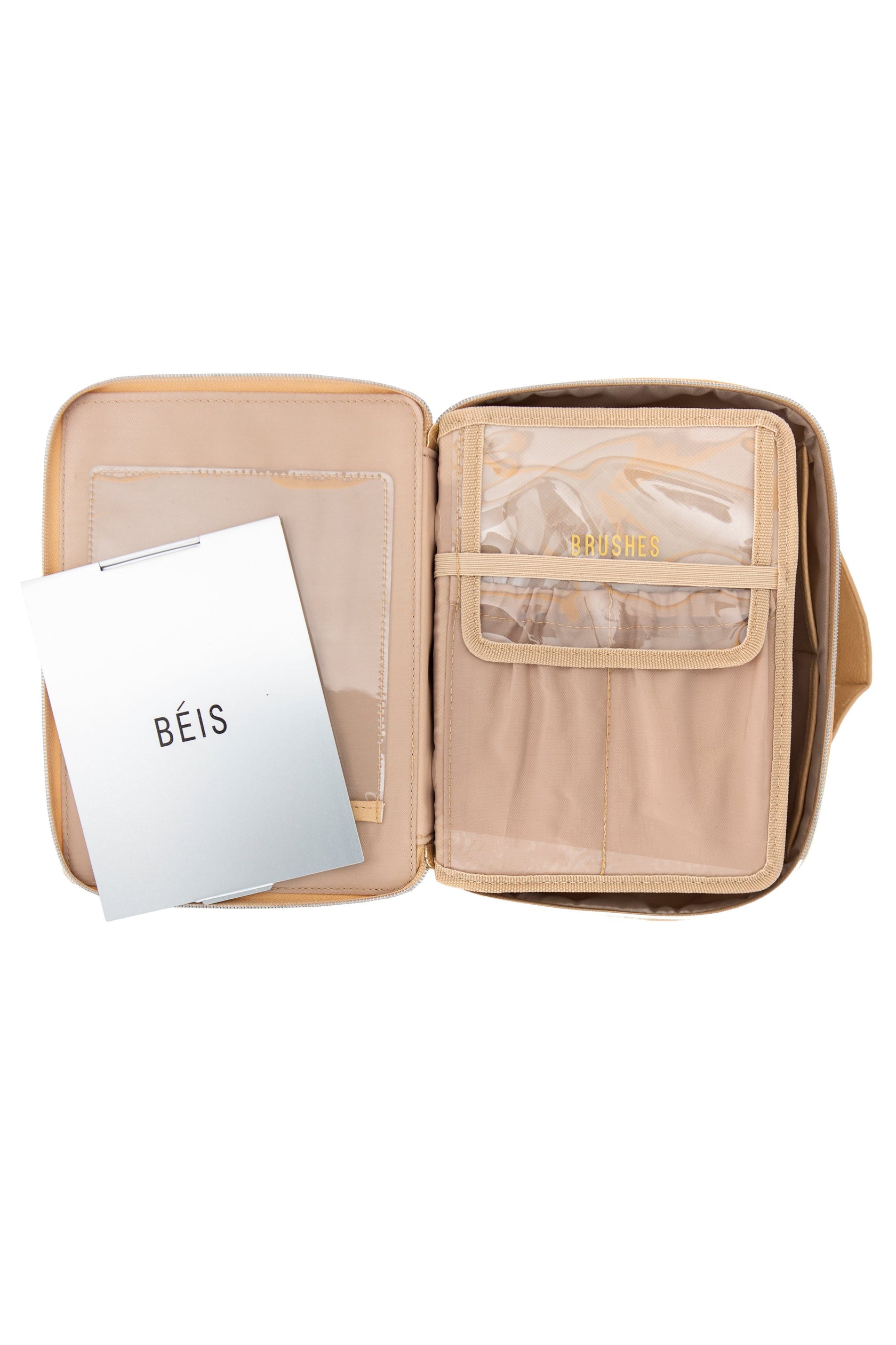 BÉIS 'The Cosmetic Case' in Beige Makeup Organizer & Makeup Travel Case