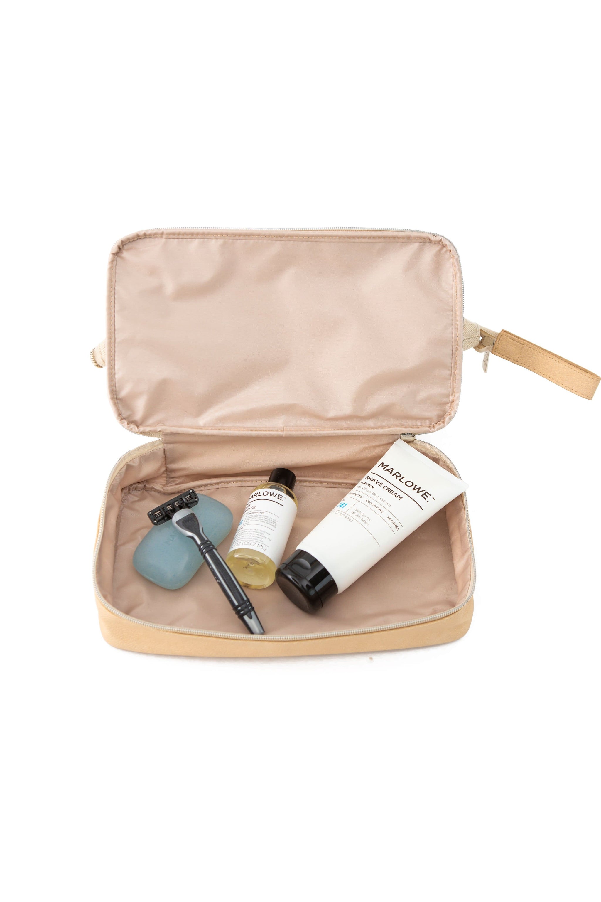 BÉIS 'The Dopp Kit' in Beige - Beige Travel Toiletry Bag & Travel Dopp Kit